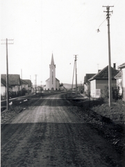 Hungary, Rákóczi út, szemben a katolikus templom., 1940, Lajtai László, church, Fortepan #210960