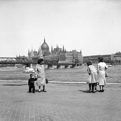 1960, Pokorni Bence, Kossuth híd, kézenfogva, Fortepan #211042