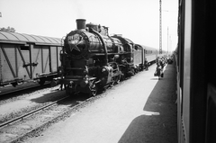 Hungary, Szombathely, vasútállomás., 1961, ETH Zürich, steam locomotive, MÁV Class 328, serial number, Red Star, Fortepan #211176