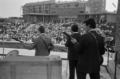 Magyarország, Budapest XI., a Budai Parkszínpad a Feneketlen-tó mellett. Háttérben az Edömér utca épületei., 1966, ETH Zürich, Budapest, Fortepan #211212