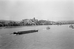 Magyarország, Budapest I., látkép az Erzsébet hídról a budai Vár és a Széchenyi Lánchíd felé., 1966, ETH Zürich, Budapest, Fortepan #211237