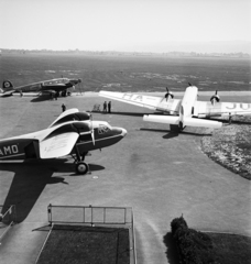 Svájc, Zürich, Dübendorf repülőtere., 1936, ETH Zürich, repülőgép, Lufthansa légitársaság, Junkers-márka, repülőtér, Heinkel-márka, Junkers Ju 52, Heinkel He 111, MALÉRT légitársaság, Koolhoven-márka, Koolhoven FK.50, Alpar légitársaság, Fortepan #211425