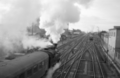 Hungary, Szombathely, vasútállomás., 1979, ETH Zürich, steam locomotive, train station, Fortepan #211445