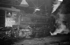 Hungary, Bátonyterenye, Kisterenye (ekkor önálló), körfűtőház., 1983, ETH Zürich, steam locomotive, MÁV Class 411, Fortepan #211528