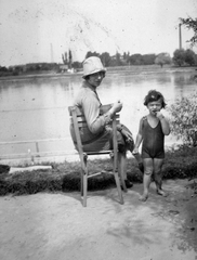 1920, Del Medico Imre, kid, lake, river, water surface, woman, shore, kid, Fortepan #21160