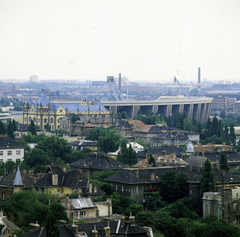 Hungary, Budapest XIV., kilátás a Metalimpex-Konsumex székház felől a Magyar Állami Földtani Intézet és a Népstadion felé., 1987, Záray Péter, colorful, Budapest, Fortepan #211996