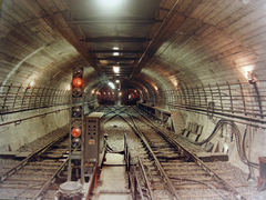 Magyarország, Budapest I., Déli pályaudvar a metró végállomás kihúzó alagútja., 1972, Fortepan/Album057, színes, metró, Budapest, alagút, sínpálya, Fortepan #212455