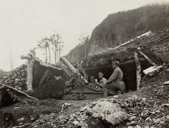 Slovenia, a Császári és Királyi Hadsereg tarack állása, a várostól északra, a Medrja-hegyen., 1915, Österreichische Nationalbibliothek, mortar, Fortepan #212553