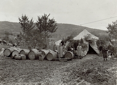 Slovenia, Britof városrész, borraktár., 1915, Österreichische Nationalbibliothek, tent, barrel, Fortepan #212590