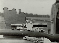 Ausztria, Ferlach, katonai lőtér, osztrák „Steyr Model 1912 Mauser" mesterlövész puska (Scharfschützengewehr)., 1915, Österreichische Nationalbibliothek, távcső, puska, mesterlövész, Fortepan #212731