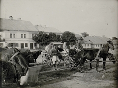 Lengyelország, Tarnogród, piactér., 1915, Österreichische Nationalbibliothek, lovaskocsi, népviselet, Fortepan #212750