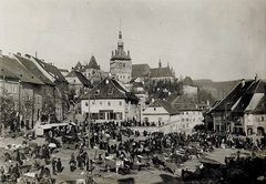 Románia,Erdély, Segesvár, Piața Hermann Oberth, a háttérben az Óratorony., 1916, Österreichische Nationalbibliothek, piac, Fortepan #212773