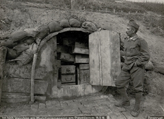 Olaszország, a Császári és Királyi Hadsereg lőszertárolójaként funkcionáló boroshordó a Piave folyó töltésében., 1918, Österreichische Nationalbibliothek, Fortepan #212852