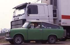 Németország, 1990, Urbán Tamás, Trabant 601 Universal, Scania-márka, színes, NDK, Fortepan #213673