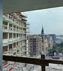 Magyarország, Budapest V., kilátás az épülő Hotel Duna Intercontinental-ból az ortodox székesegyház és a Petőfi tér felé., 1968, FŐFOTÓ, Budapest, Fortepan #214400