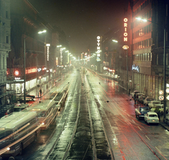 Magyarország, Budapest VII.,Budapest VIII., Baross tér, a Rákóczi út a Fiumei (Mező Imre) út és Rottenbiller utca közötti felüljáróról nézve., 1970, FŐFOTÓ, Budapest, Fortepan #214426