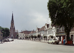 Magyarország, Kőszeg, Fő (Köztársaság) tér, szemben a Jézus Szíve-templom., 1970, FŐFOTÓ, rendszám, Wartburg 353, Fortepan #214524