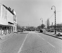 Magyarország, Budapest IX., Kvassay Jenő út, szemben a Soroksári út. A HÉV mögött a villamosvasút és a HÉV forgalmi-műszaki telepei, a Vágóhíd kocsiszín., 1971, FŐFOTÓ, Budapest, Fortepan #214917