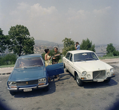 Hungary, Budapest I., kilátás a budai Vár és a Széchenyi Lánchíd felé., 1971, FŐFOTÓ, colorful, number plate, Budapest, Fortepan #215363