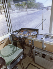 Hungary, Budapest V., pesti alsó rakpart, Ikarus 663 típusú autóbusz vezetőülése., 1971, FŐFOTÓ, colorful, vehicle interior, steering wheel, Budapest, Fortepan #215406