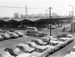 Magyarország, Csepeli Szabadkikötő, Budapest XXI., Petróleum utca 4., a Merkur Személygépkocsi Értékesítő Vállalat telepe., 1973, FŐFOTÓ, Trabant 601, Skoda 100, Nysa 522, Budapest, Fiat 128, Fiat 127, Fortepan #215702