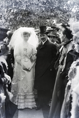 1912, Major Lajos, moustache, groom, top hat, wedding ceremony, bride, Fortepan #216352