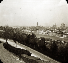 Italy, Florence, kilátás a Piazzale Michelangelo-ról. Balra a Palazzo Vecchio tornya, jobbra a Dóm és a Campanile., 1916, Major Lajos, Fortepan #216407