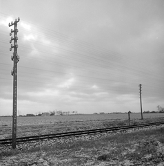 1958, Kotnyek Antal, railway, telecommunication, aerial wire, Fortepan #21702