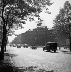 Magyarország, Budapest VI., Oktogon (November 7. tér)., 1956, Kotnyek Antal, térkép, forgalom, utcakép, automobil, furgon, Budapest, Fortepan #21753