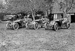 France, a Renault csapata a Francia Autóklub Nagydíján (Grand Prix de l'ACF)., 1906, Francia Nemzeti Könyvtár, Renault-brand, French brand, three people, Fortepan #217659