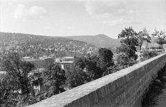 Magyarország, budai Vár, Budapest I., Tóth Árpád sétány. Kilátás a budai hegyek felé, jobbra a Savanyúleves rondella., 1955, BL, Budapest, látkép, várfal, Fortepan #218330