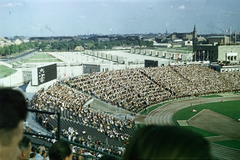 Magyarország, Népstadion, Budapest XIV., a Bp. Kinizsi - Bp. Vasas labdarúgó Esti Kupa-döntő, 1954. augusztus 20-án., 1954, BL, Budapest, látkép, stadion, nézőtér, Fortepan #218356