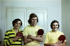 1972, Benedek Tamás, csoportkép, ping pong, csíkos ruha, Best of, Fortepan #218370