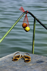 1978, Benedek Tamás, colorful, fruit, slippers, Lake Balaton, Best of, Fortepan #218379