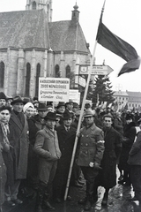 1945, Dőri András, judaism, mass, flag, banner, strike, Fortepan #218550