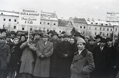 1945, Dőri András, mass, banner, strike, Fortepan #218554