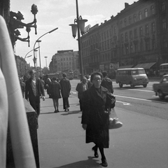 Magyarország, Budapest VII., Erzsébet (Lenin) körút a New York palotától a Blaha Lujza tér felé nézve., 1966, Kotnyek Antal, járókelő, teherautó, utcakép, életkép, Nysa-márka, villamos, cekker, Budapest, Fortepan #21919