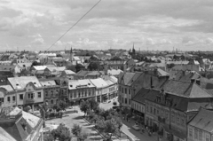 Magyarország, Veszprém, kilátás a Tűztoronyból, előtérben az Óváros (Vöröshadsereg) tér és Rákóczi Ferenc utca., 1962, Krantz Károly, Fortepan #219277