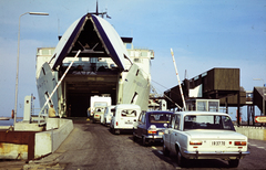 Dánia, Frederikshavn, a Göteborgba tartó Prinsessan Christina komphajó., 1974, Mezey András, színes, rendszám, Renault 4, VAZ 2101, Fortepan #219596