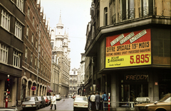 Belgium, Brüsszel, a Rue de l'Etuve / Stoofstraat és a Rue de Lombard / Lombardstraat sarka, a Grand Place / Grote Markt felé nézve., 1974, Mezey András, Fortepan #219779