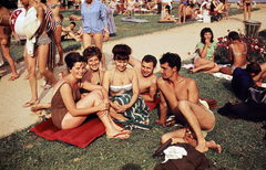 1965, N. Kósa Judit, strand, színes, fürdőruha, gumimatrac, Fortepan #220005