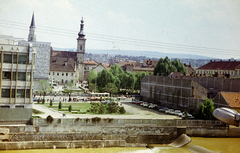 Románia,Erdély, Kolozsvár, kilátás a Ferenc József út (Strada Horea) 3-as számú házból, a Szamos folyó túlpartján a Szent Mihály-templom és a ferences templom., 1970, N. Kósa Judit, Fortepan #220018