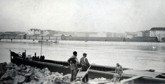 Magyarország, Budapest XI.,Budapest IX., alsó rakpart a Műegyetem előtt, szemben a Duna túlpartján a Közraktárak és a Közraktár utca épületsora., 1936, Ferencziné Fodor Katalin, Duna, Budapest, Budapesti Műszaki Egyetem, Fortepan #220115