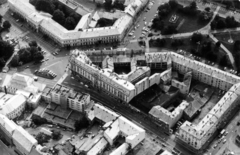 Magyarország, Nyíregyháza, légifotó, középpontban keresztben a Dózsa György út, balra a Kossuth tér, jobbra fenn a Hősök tere., 1983, Ördögh János, légi felvétel, Fortepan #220345