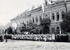 Románia,Erdély, Szamosújvár, Fő tér (ekkor Horthy Miklós tér, ma Piața Libertății). A felvétel 1940. szeptember 9-én, a magyar csapatok bevonulása idején készült., 1940, Kádár Attila, Szandtner Egon, Fortepan #220423