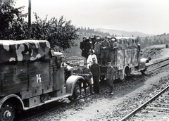 1940, Kádár Attila, commercial vehicle, camouflage pattern, railbus, Fortepan #220457