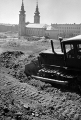 Hungary, Budapest XI., kilátás a Molnár C. Pál (Balogh) lejtő és a Ménesi út közötti területről a Villányi út, a Szent Imre-templom és a József Attila (később Budai Ciszterci Szent Imre) Gimnázium felé., 1961, Sólyi Ilona, Budapest, Fortepan #220595