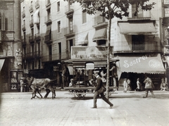 Spanyolország, Barcelona, Rambla dels Caputxins (Rambla del Centro), szemben a Carrer de Sant Pau (Calle de San Pablo) torkolata., 1915, Jakucs János, Honti család, Fortepan #220800