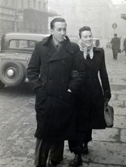 France, Strasbourg, 1947, Hámornik Balázs, cigarette, Best of, man and woman, Fortepan #221083