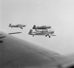 Hungary, Magyar motoros műrepülő válogatott, Zlin-226T Trener 6 típusú repülőgépek köteléke., 1966, MHSZ, transport, Czechoslovak brand, airplane, Zlin-brand, aerobatic flying, Fortepan #22112